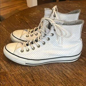 Converse Chuck Taylor All Star Hi White Leather Size 7.5 Mens 9.5 Womens